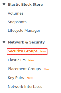 Select "Security Groups" underneath "Network & Security."